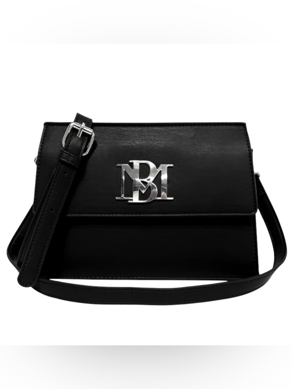 Badgley Mischka Black Crossbody Bag with Silver Logo Hardware